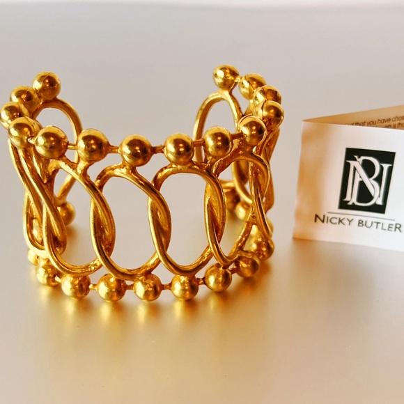 🔶NICKY BUTLER Fashion Gold Tone Wide Roman Chain Statement Cuff NEW NB - Picture 4 of 15